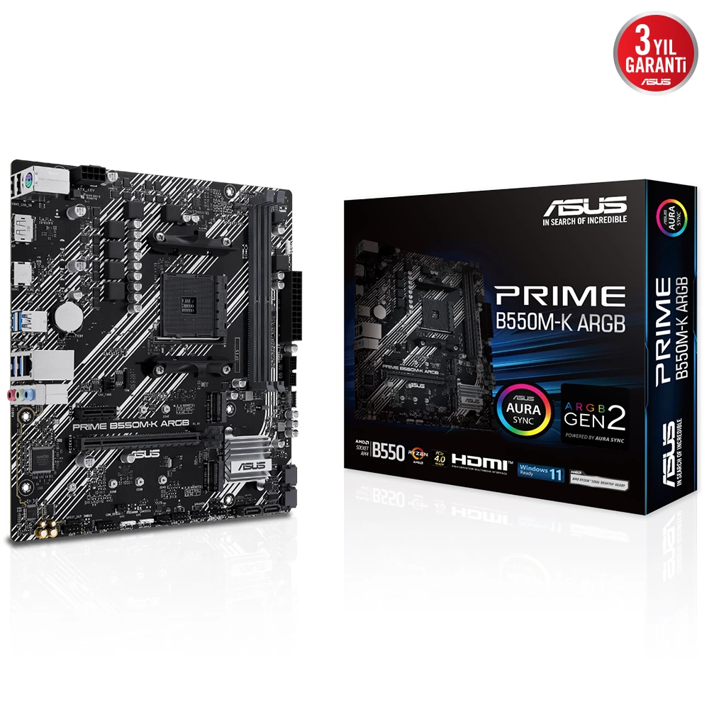 Asus Prime B550m-k Argb Ddr4 5100mhz Matx M.2 Amd Hdmi Dp Am4