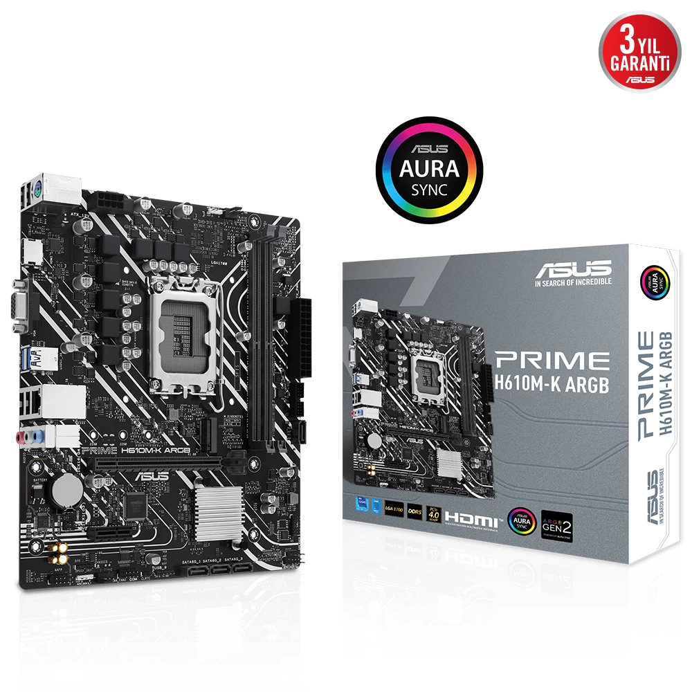 Asus Prime H610m-k Argb Ddr5 5600mhz M.2 Hdmi Vga Matx 1700p