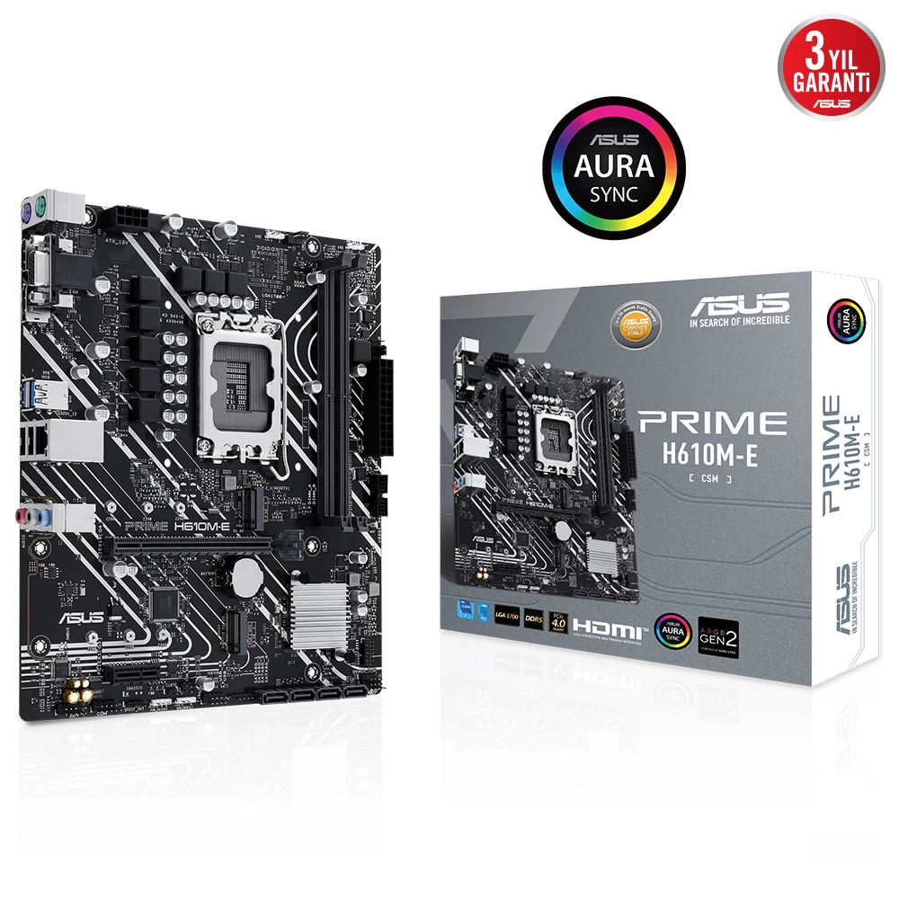 Asus Prime H610m-e-csm Ddr5 Dp Hdmi Vga 2xm2 Usb 3.2 Rgb Matx 1700p