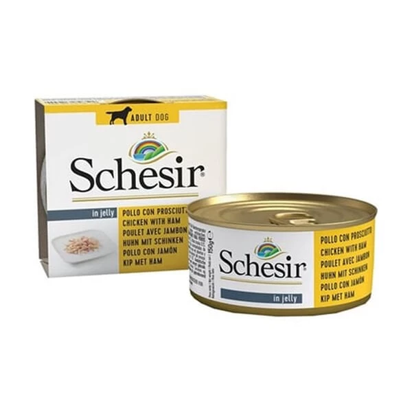 Schesir Jelly Pouch Tavuklu Ve Domuzlu Fileto Konserve Yetişkin Köpek Maması 150 Gr