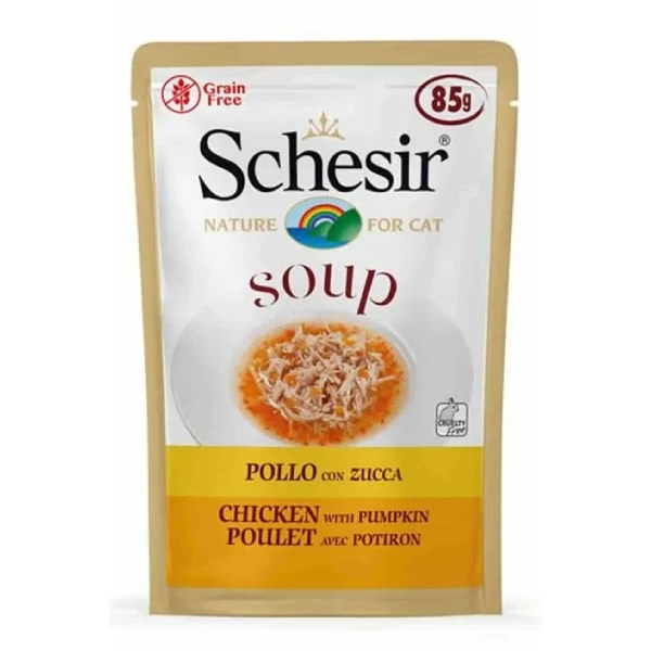 Schesir For Cat Tavuklu Ve Balkabaklı Tahılsız Yetişkin Kedi Çorbası 85 Gr