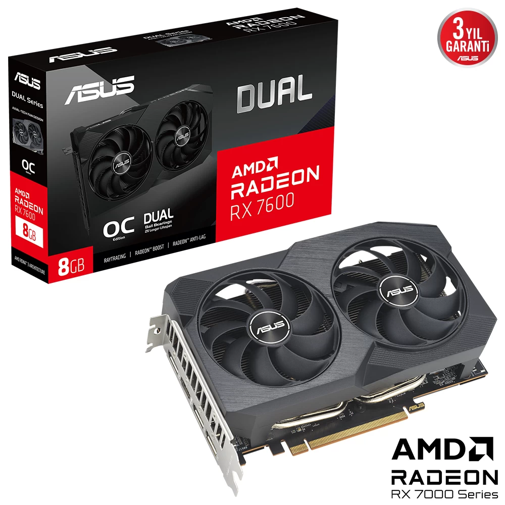 Asus Dual-rx7600-o8g-v2 8gb Gddr6 Hdmi Dp 128bit