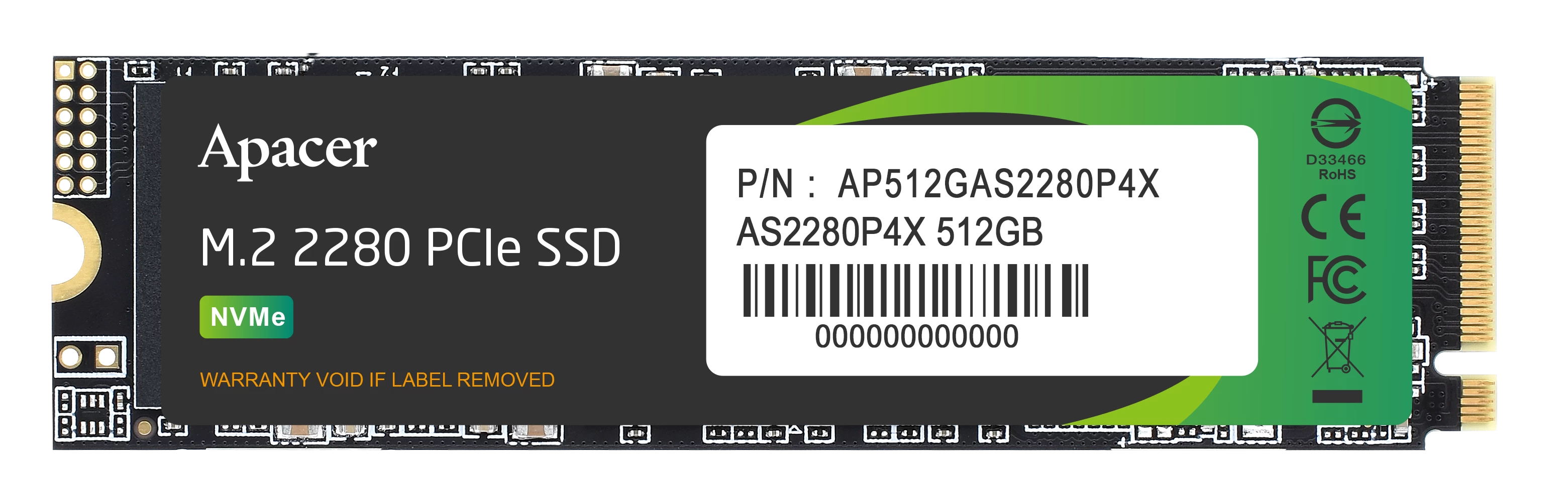 Apacer As2280p4x-1 512 Gb 2100-1500 Mb/s M.2 Pcie Gen3x4 Ssd (ap512gas2280p4x-1)