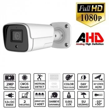 Ezcool Ez-2040hd 2 Mp 3.6mm Lens 2 Array Ahd Bullet Kamera