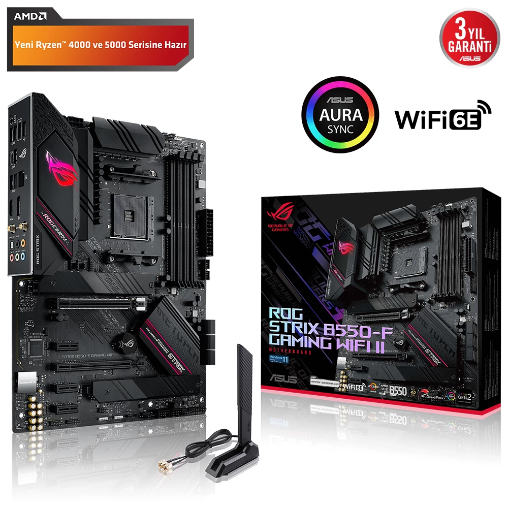 Asus Rog Strix B550-f Gaming Wi-fi Ii 5100mhz(oc) Ddr4 M.2 Dp Am4