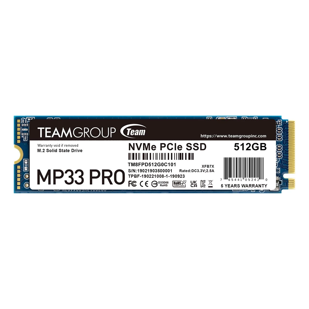 Team Mp33 Pro 512gb 2400/2100mb/s Nvme Pcie Gen3x4 M.2 Ssd Disk (tm8fpd512g0c101)