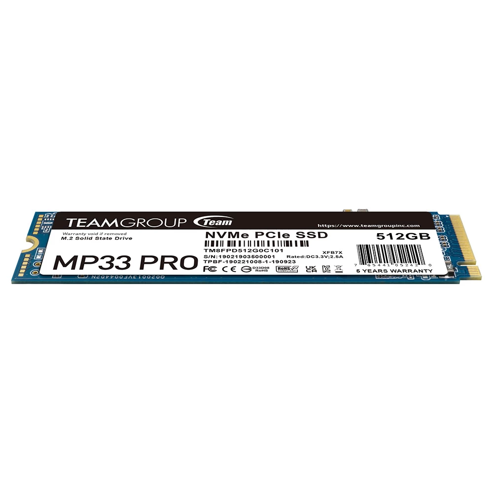 Team Mp33 Pro 512gb 2400/2100mb/s Nvme Pcie Gen3x4 M.2 Ssd Disk (tm8fpd512g0c101)