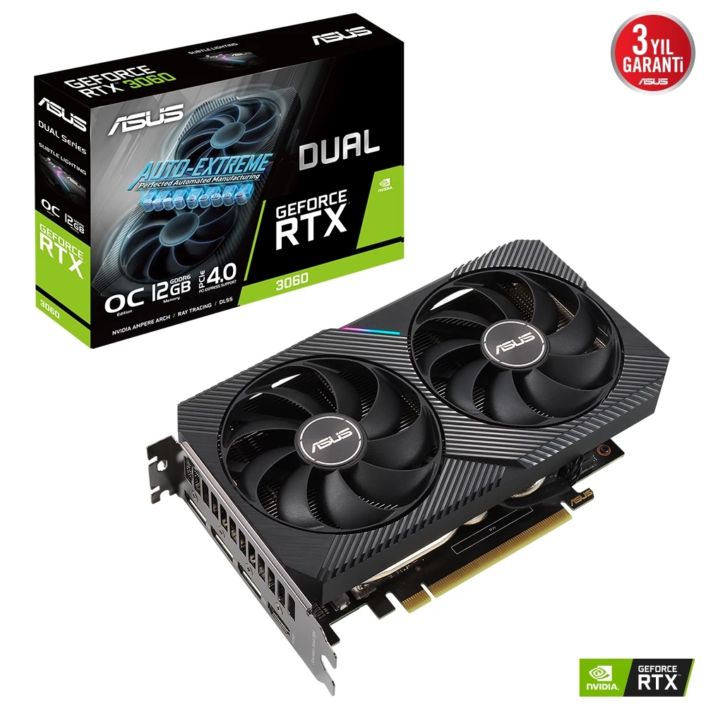 Asus Dual-rtx3060-o12g-v2 12gb Gddr6 Hdmi Dp 192bİt