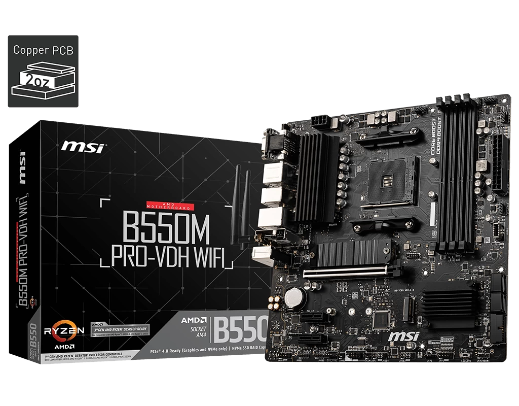 Msi B550m Pro-vdh Wifi Ddr4 4400(oc) Hdmi Matx Am4