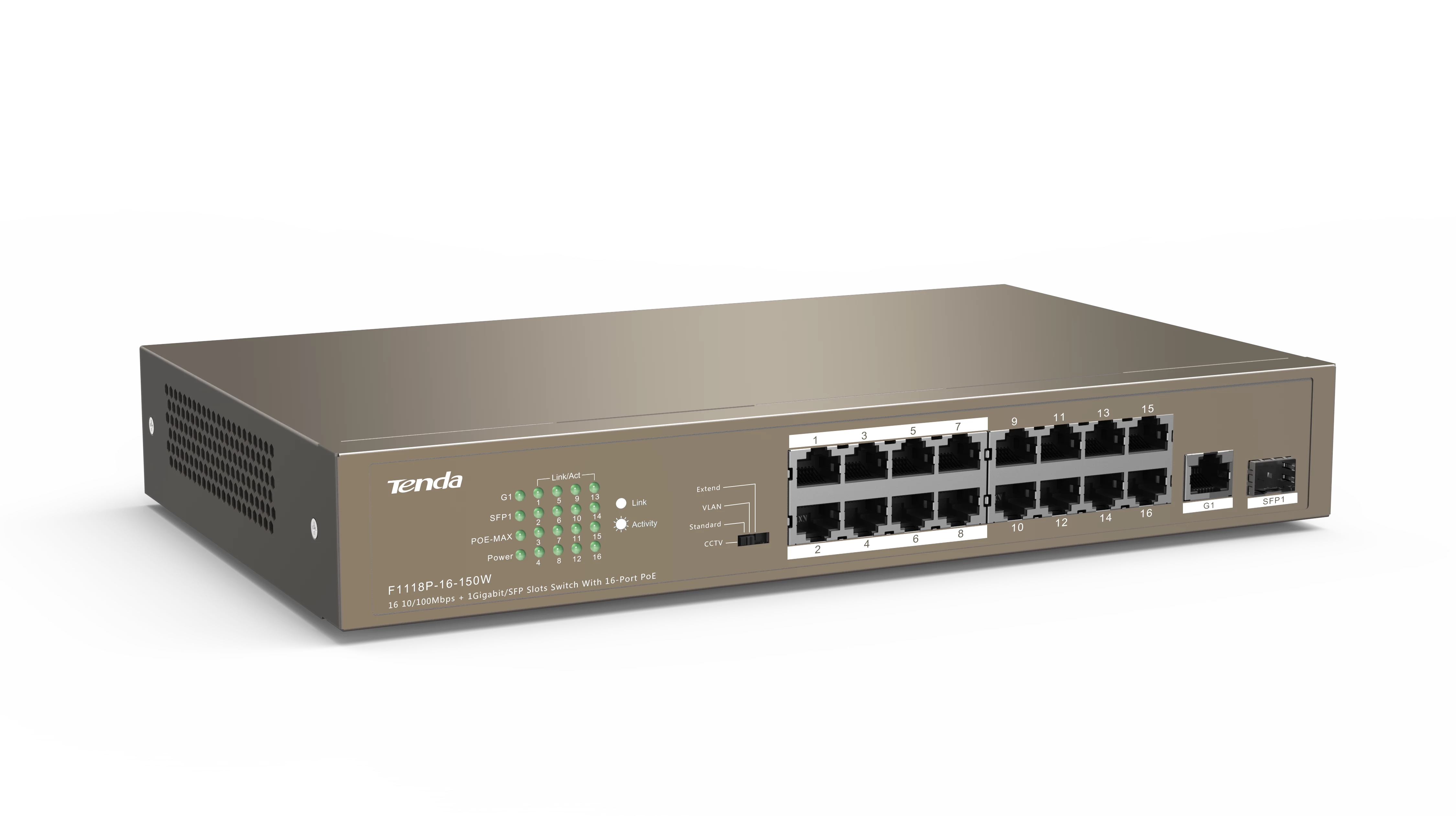 Tenda Tef1118p-16-150w 16port 10/100 YÖnetİlemez Poe Switch