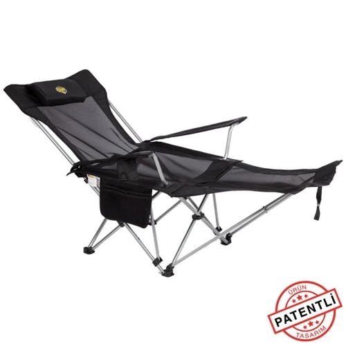 Funky Chairs Lazy 3 Plus Yatabilen Kamp Sandalyesi Siyah