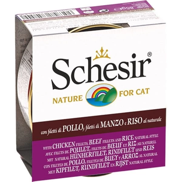 Schesir Tavuk Ve Sığır Etli Naturel Konserve Kedi Maması 85 Gr