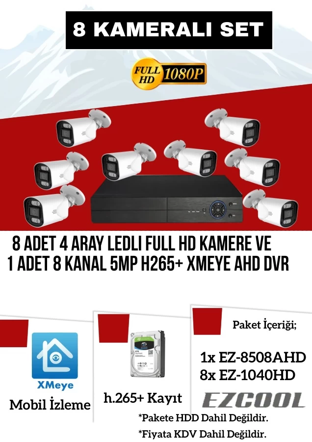 Ezcool Ez-8508ax-set 2mp X 8 Kamera - 8 Kanal 5mp Dvr