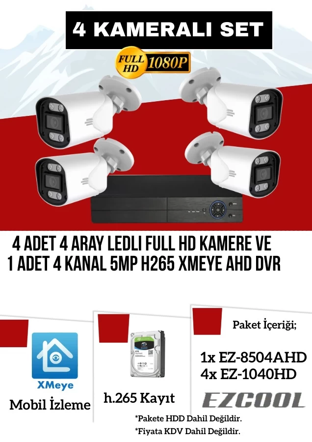 Ezcool Ez-8504ax-set 2mp X 4 Kamera - 4 Kanal 5mp Dvr