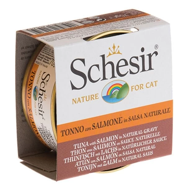 Schesir Ton Balık Ve Somonlu Naturel Konserve Kedi Maması 70 Gr