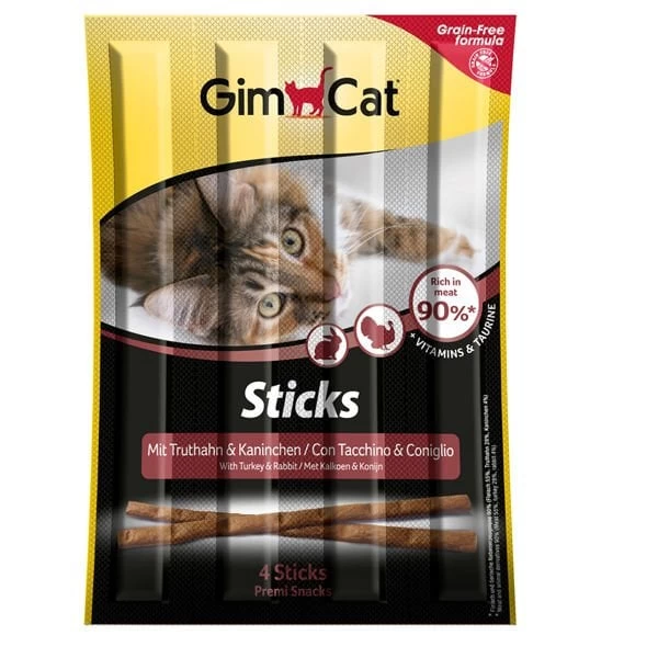 Gimcat Sticks Hindi Ve Tavşanlı Kedi Ödül Çubuğu 4 Adet 20 Gr