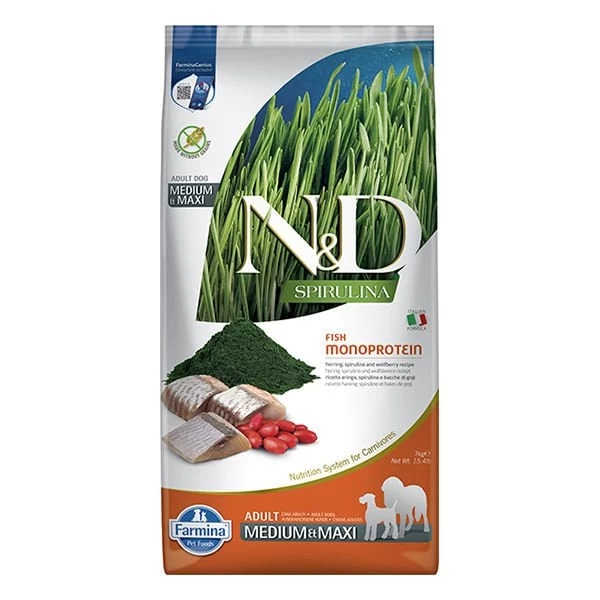 Nd Spirulina Ringa Balıklı Medium Maxi Yetişkin Köpek Maması 7 Kg