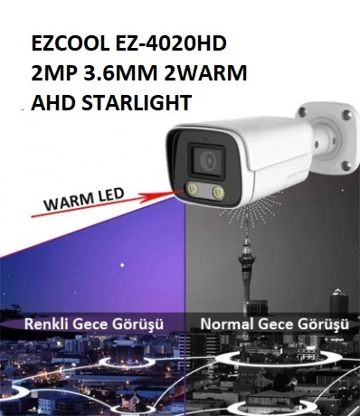 Ezcool Ez-4020hd 2 Mp 3.6mm Lens 2 Warm Ahd Bullet Kamera (renklİ Gece GÖrÜŞÜ)