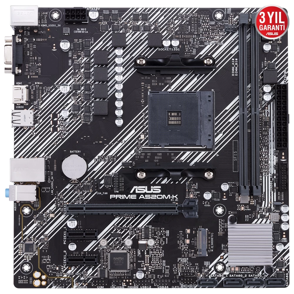 Asus Prime A520m-k Ddr4 4600mhz Vga M.2 Matx Am4