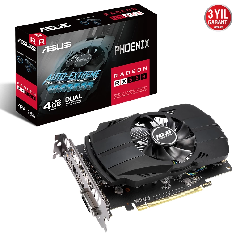 Asus Ph-rx550-4g-evo 4gb Gddr5 Hdmi Dvi Dp 128bit