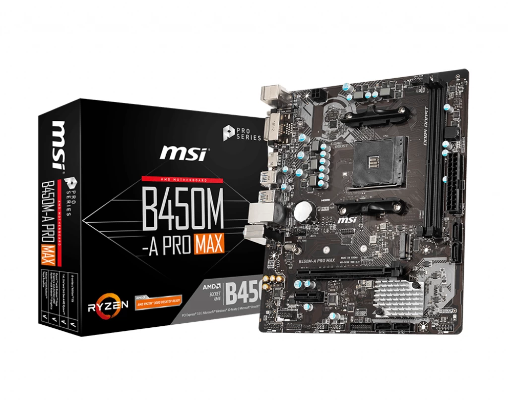 Msi B450m-a Pro Max Ddr4 3466(oc)mhz Dvi Hdmi M.2 Matx Am4