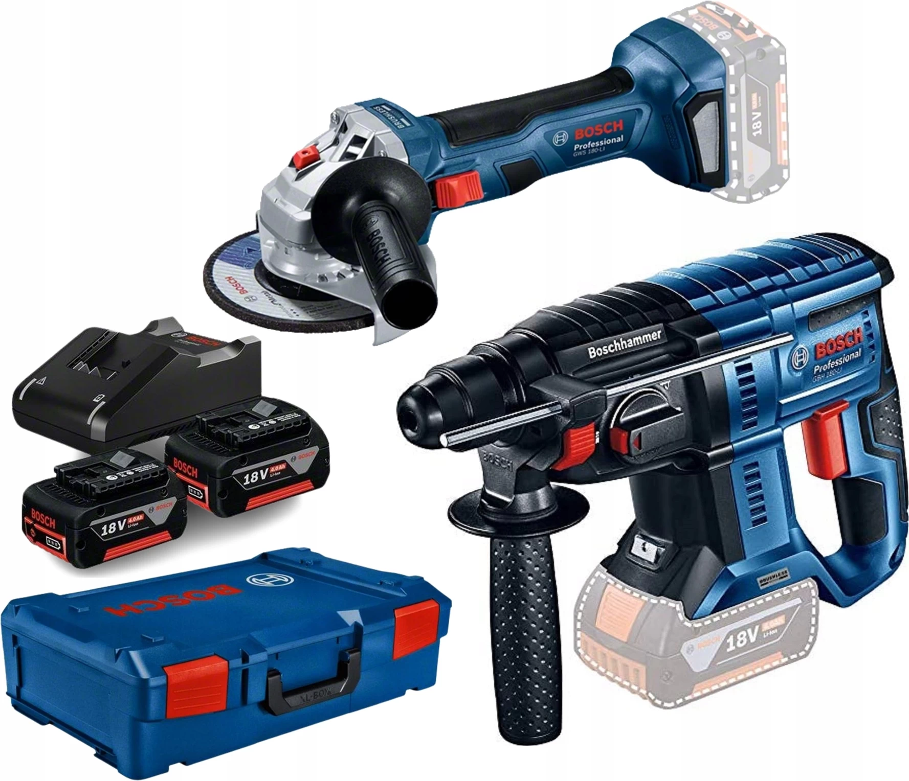 Bosch Gbh 180 Li + Gws 180 Li 2*4,0 Ah Xl-Boxx Set