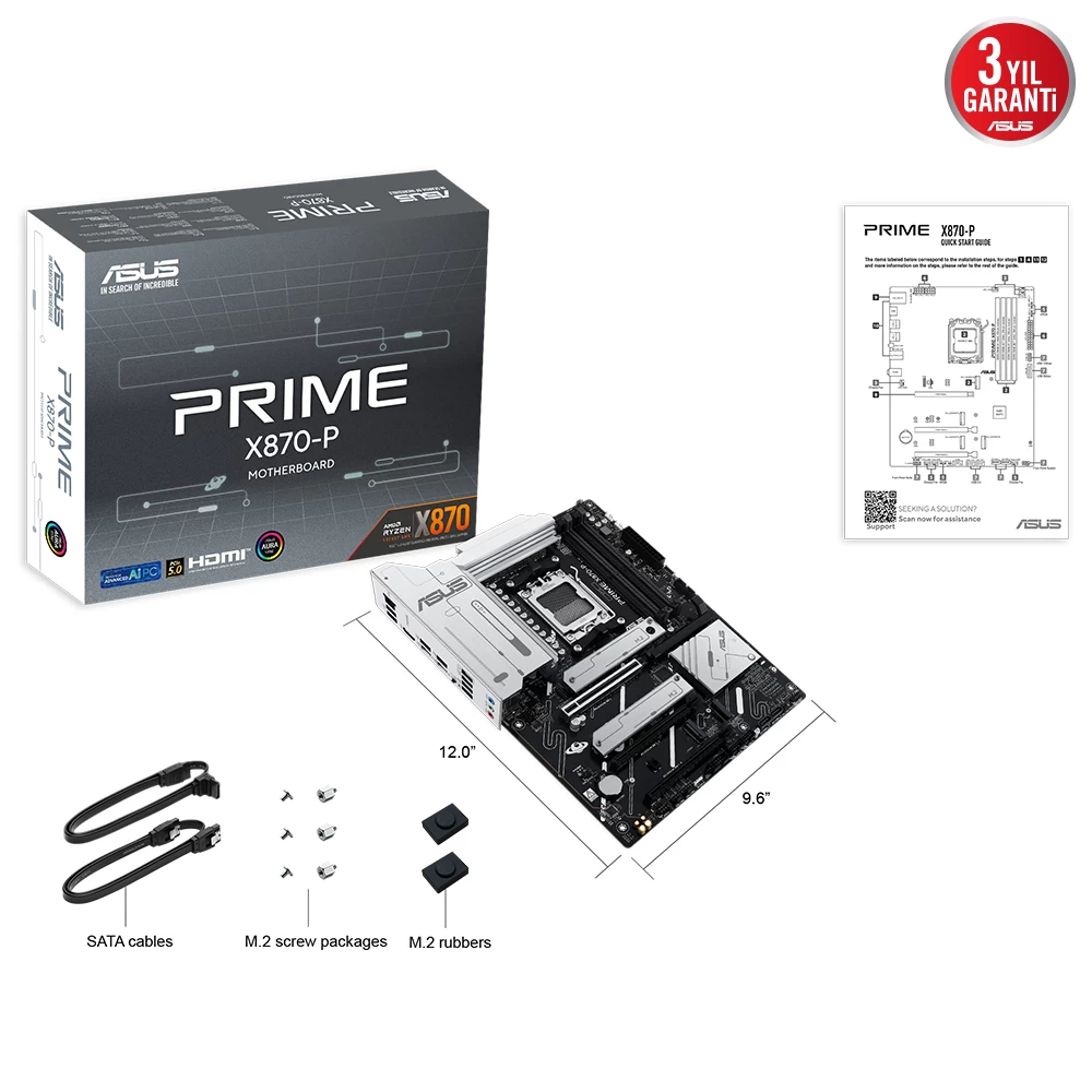 Asus Prime X870-p Amd X870 Soket Am5 Ddr5 8000+(oc