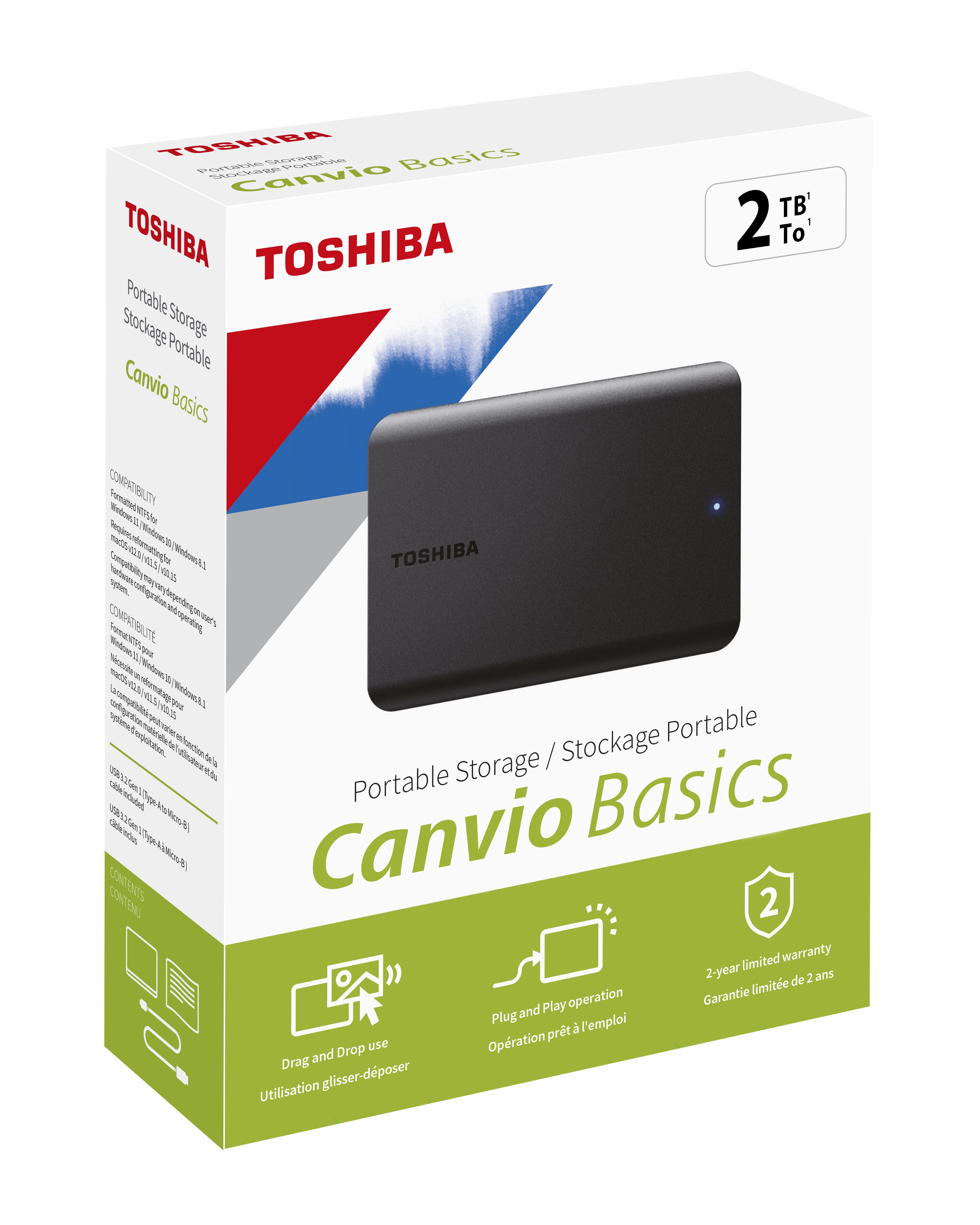 2tb Canvio Basics 2.5" Usb3.2 Toshiba Hdtb520ek3aa (usb2.0 Uyumlu)