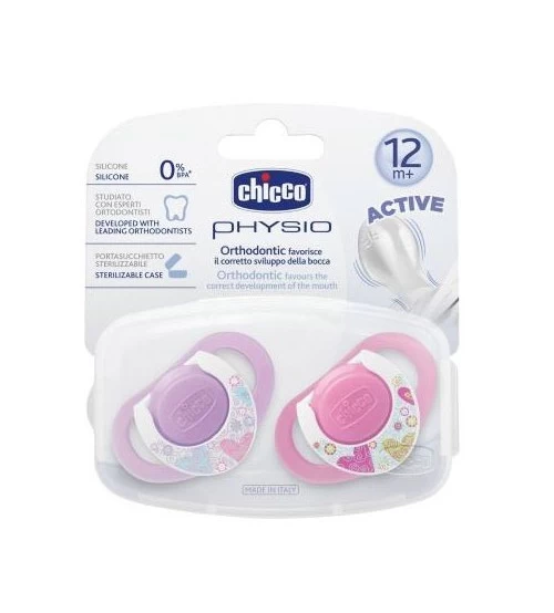 Chicco Physio Compact 2 Li Silikon Emzik 12 Ay+ Kız - 8058664059294