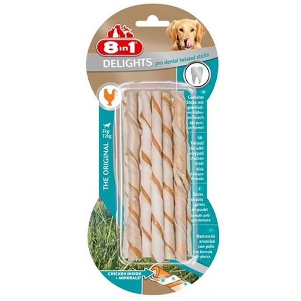 8 In 1 Delights Dental Twisted Sticks Köpek Çubuk Ödülü 10x55 Gr