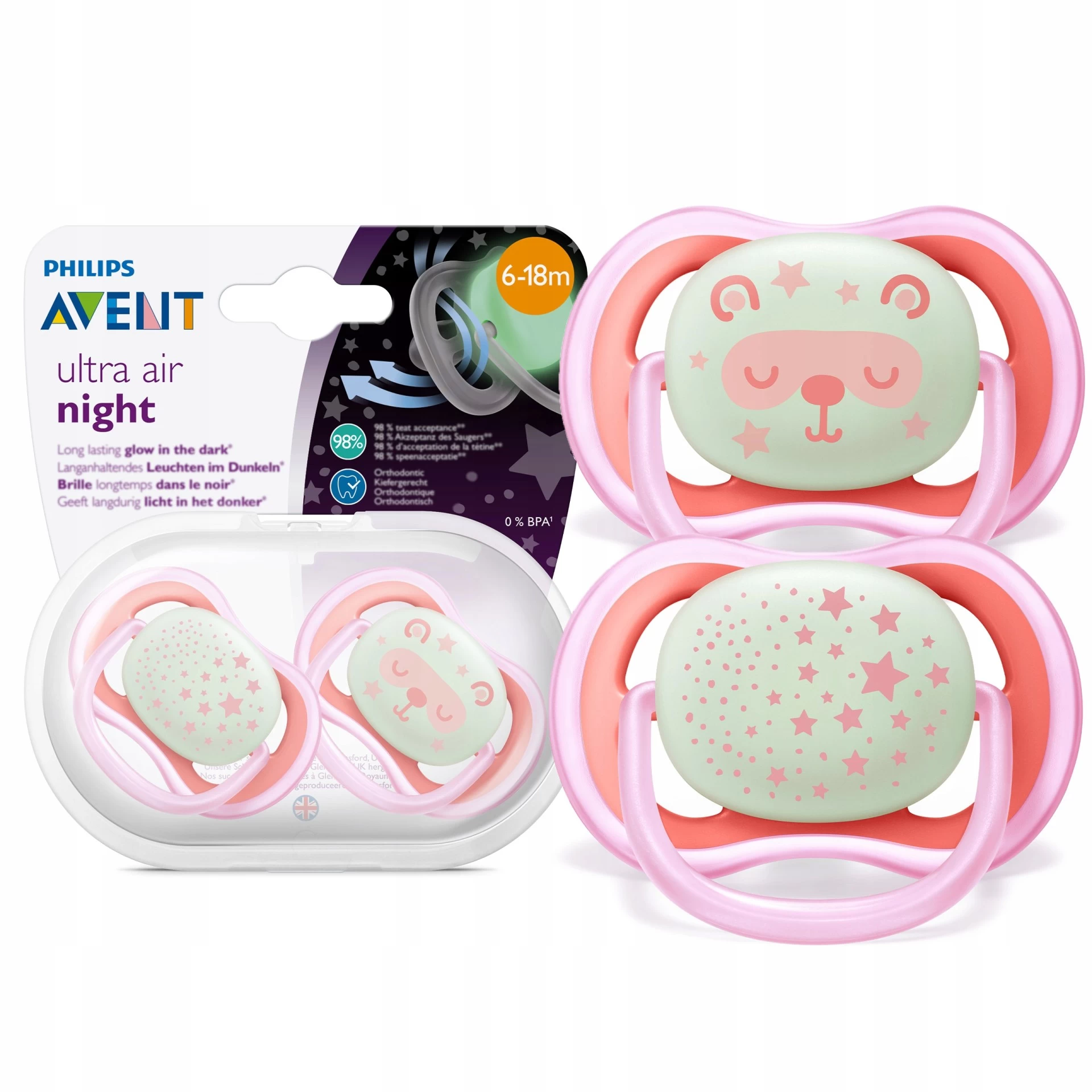 Philips Avent Scf376/22 Ultra Air Night Karanlıkta Parlar Gece Emziği 6-18 Ay Kız