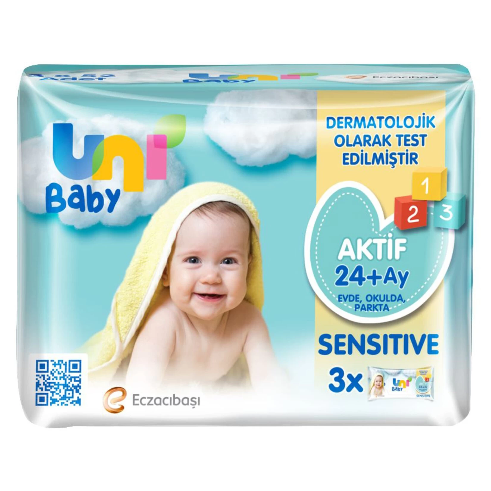 Uni Baby Aktif Sensitive Bebek Islak Mendil 24+ Ay 3x52 Adet