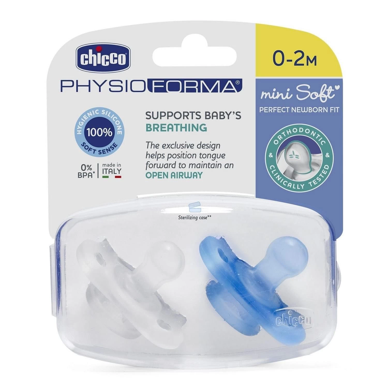 Chicco Physioforma Mini Soft 2'li Emzik 0-2 Ay Erkek