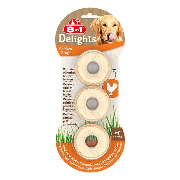 8 In 1 Delights Rings Tavuklu Köpek Çiğneme Halkası 3x119 Gr