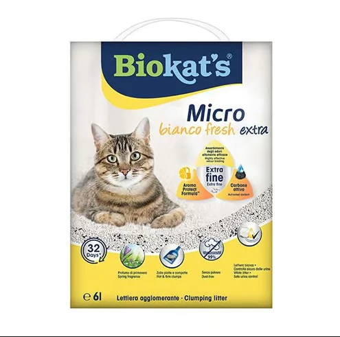 Biokats Micro Fresh Extra Bahar Kokulu Aktif Karbonlu Topaklanan Doğal Kedi Kumu 6 Lt