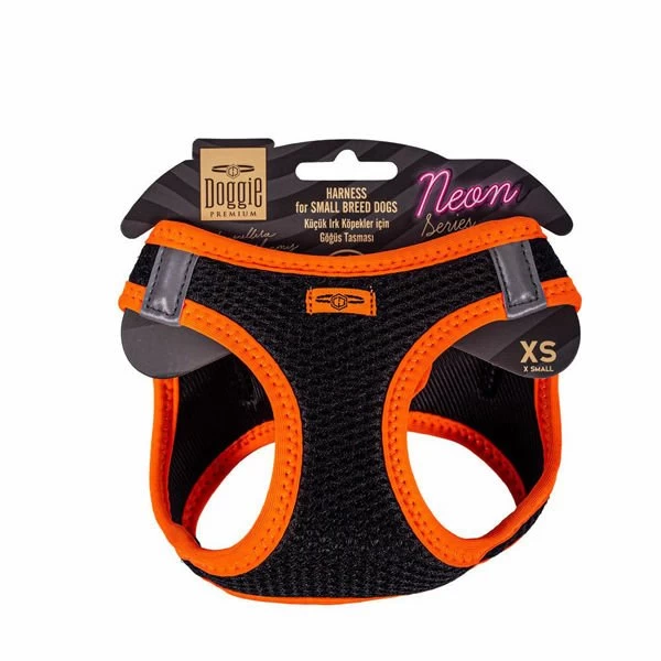 Doggie Havalı Dokuma Neon Küçük Irk Köpek Göğüs Tasması Xsmall Turuncu 30-34 Cm