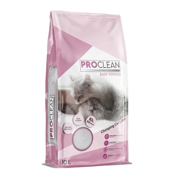 Proclean Bebek Pudra Kokulu Topaklanan Kedi Kumu İnce Taneli 10 Lt