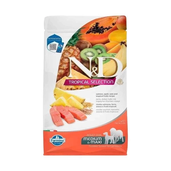 Nd Tropical Selection Somonlu Ve Tropical Meyveli Orta Ve Büyük Irk Yetişkin Köpek Maması 2 Kg