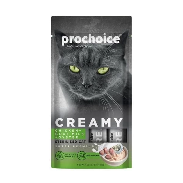 Prochoice Creamy Tavuklu Ve İstiridyeli Sıvı Kedi Ödül Maması 15 Gr 4 Adet