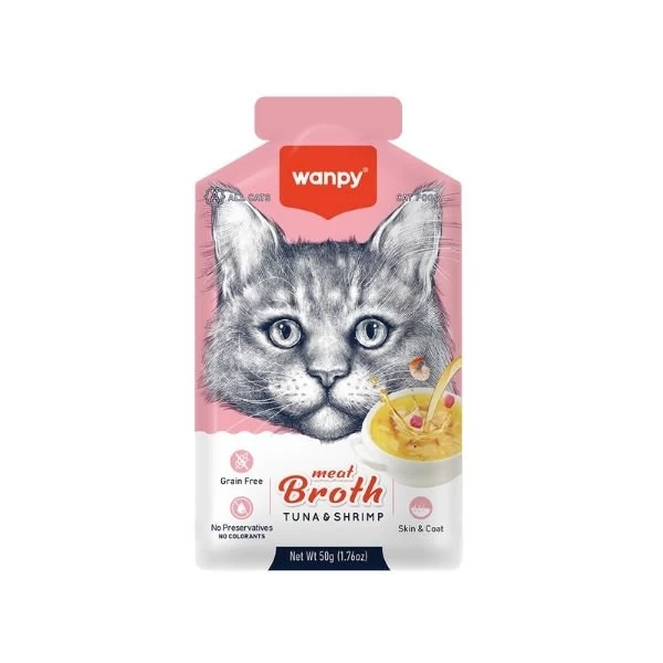 Wanpy Ton Balıklı Ve Karidesli Tahılsız Kedi Çorbası 50 Gr