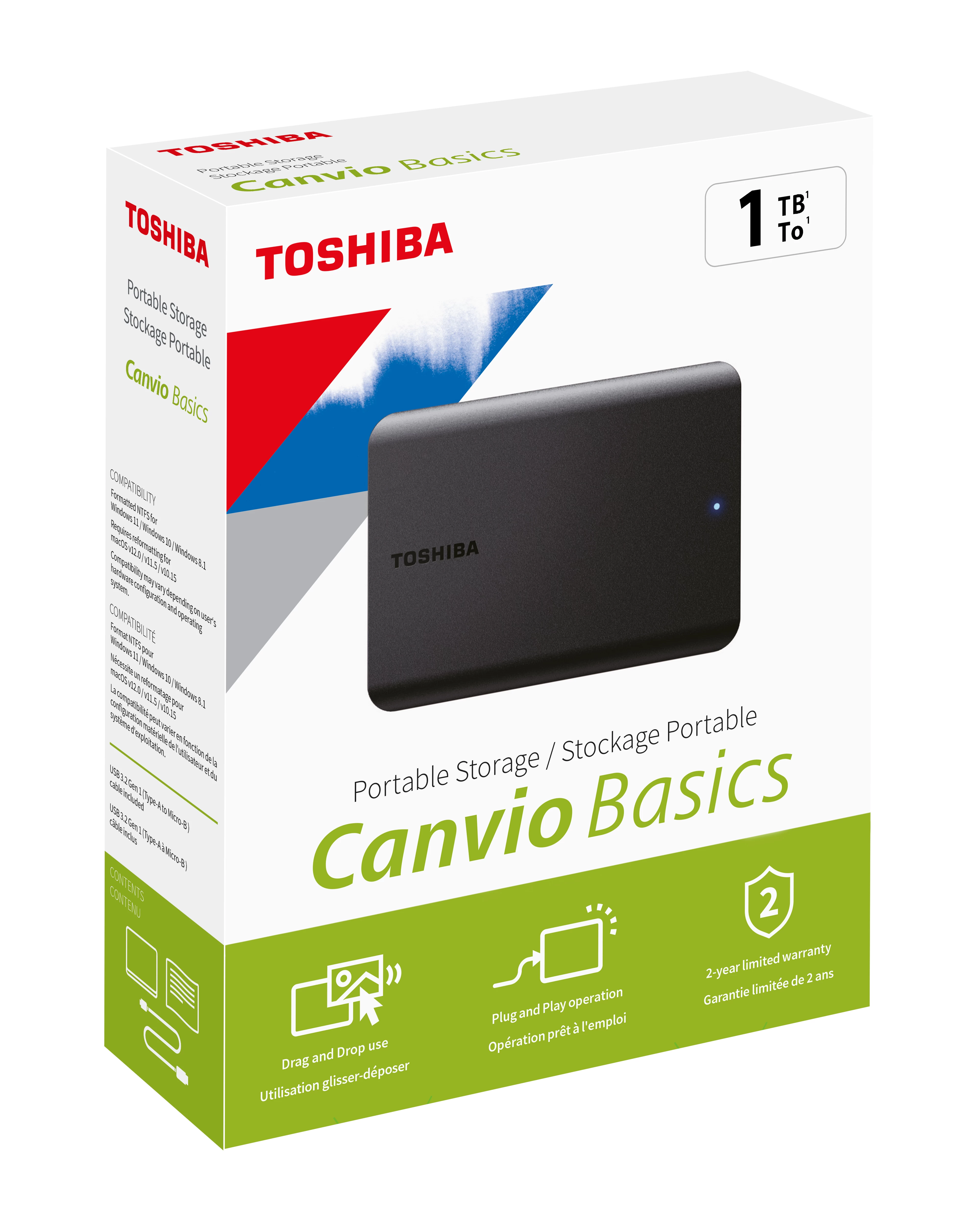 1tb Canvio Basics 2.5" Usb3.2 Toshiba Hdtb510ek3aa (usb2.0 Uyumlu)