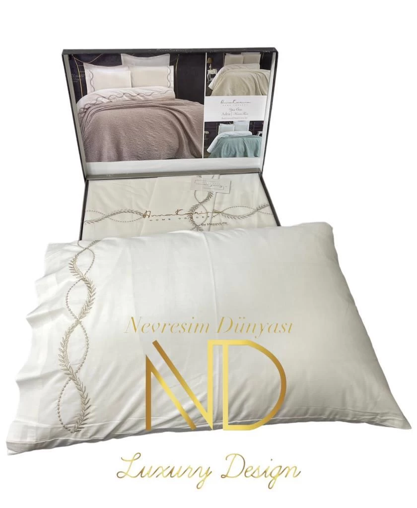 Anna Karina Brode Çift Kişilik Akfil Nevresim Takımı Adria Krem
