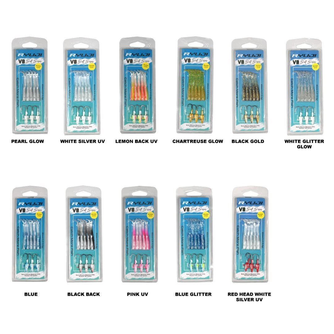 Ryuji V8 8cm 5.5gr. Silikon Yem Red Head White Silver