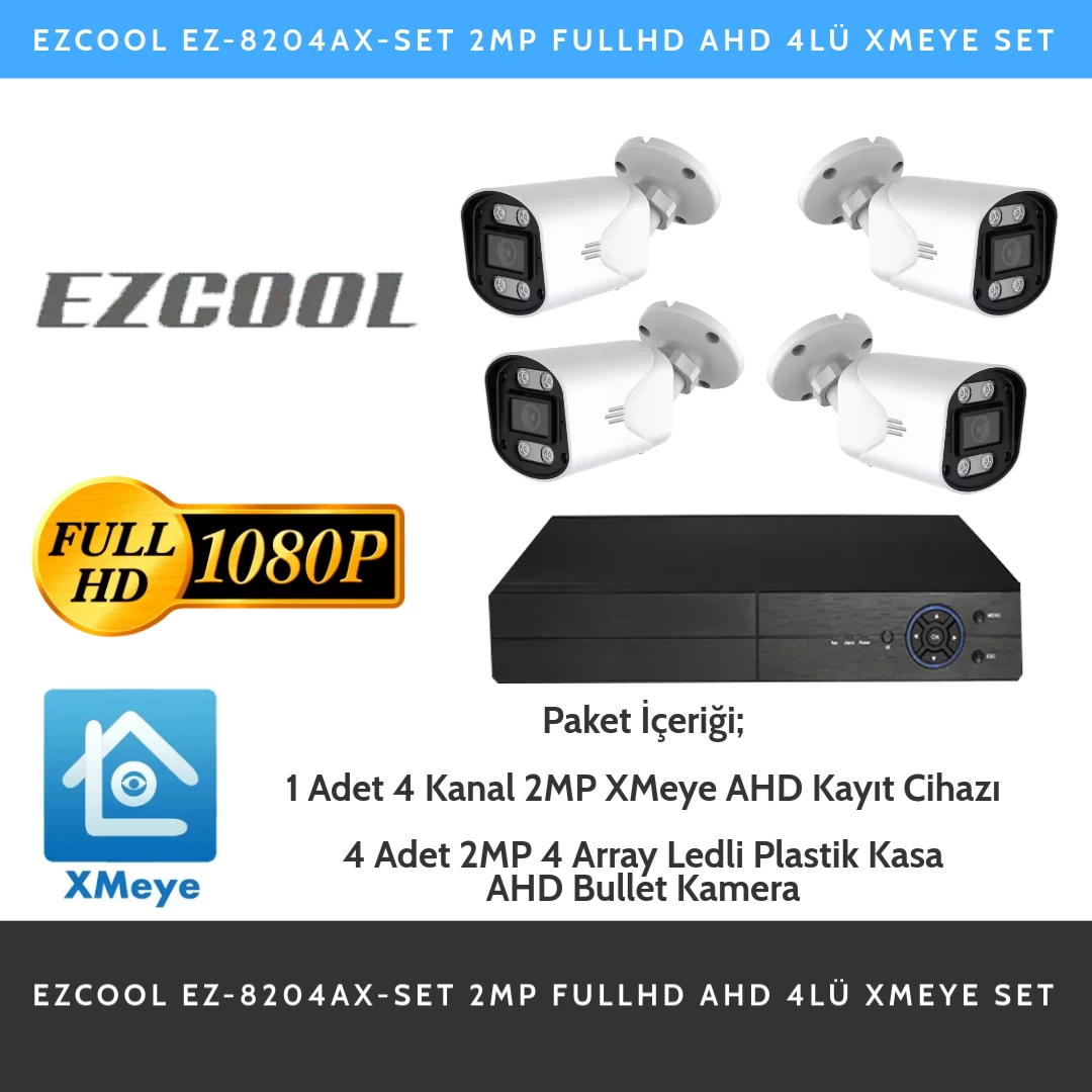 Ezcool Ez-8204ax-set 2mp Fullhd Ahd 4lÜ Xmeye Set