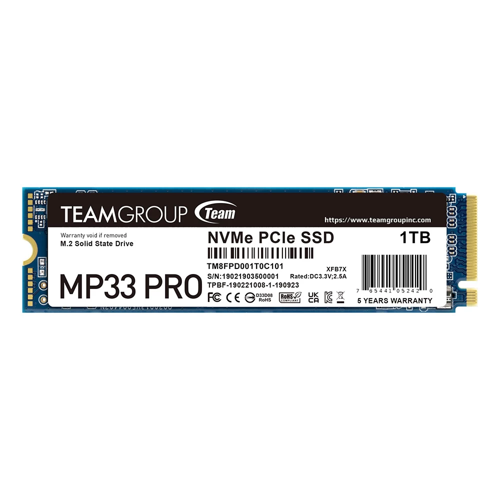 Team Mp33 Pro 1tb 2400/2100mb/s Nvme Pcie Gen3x4 M.2 Ssd Disk  (tm8fpd001t0c101)