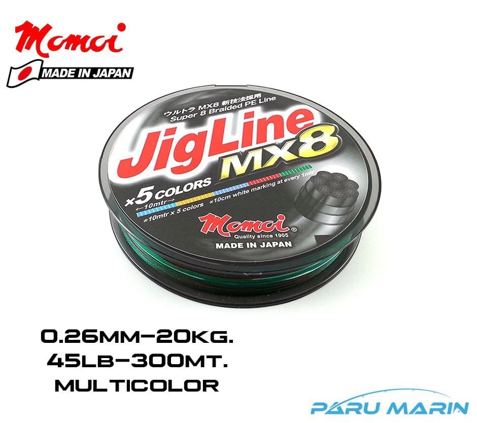 Momoi Jigline Mx8 0.26mm 300mt. Multicolor İp Misina