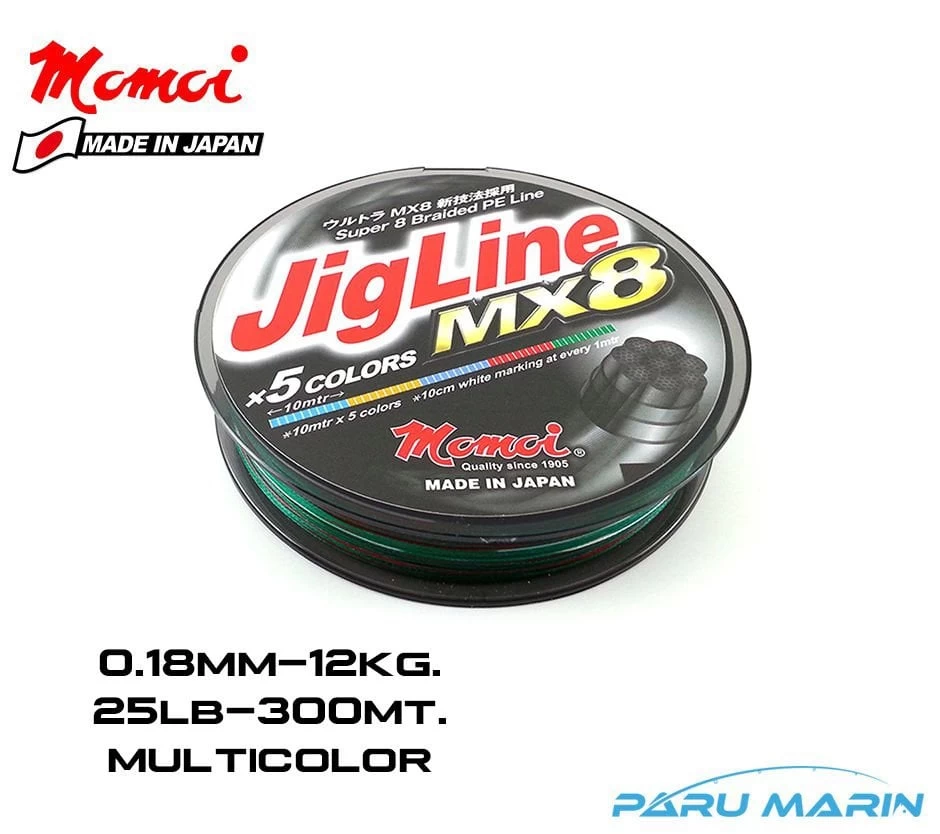 Momoi Jigline Mx8 0.18mm 300mt. Multicolor İp Misina