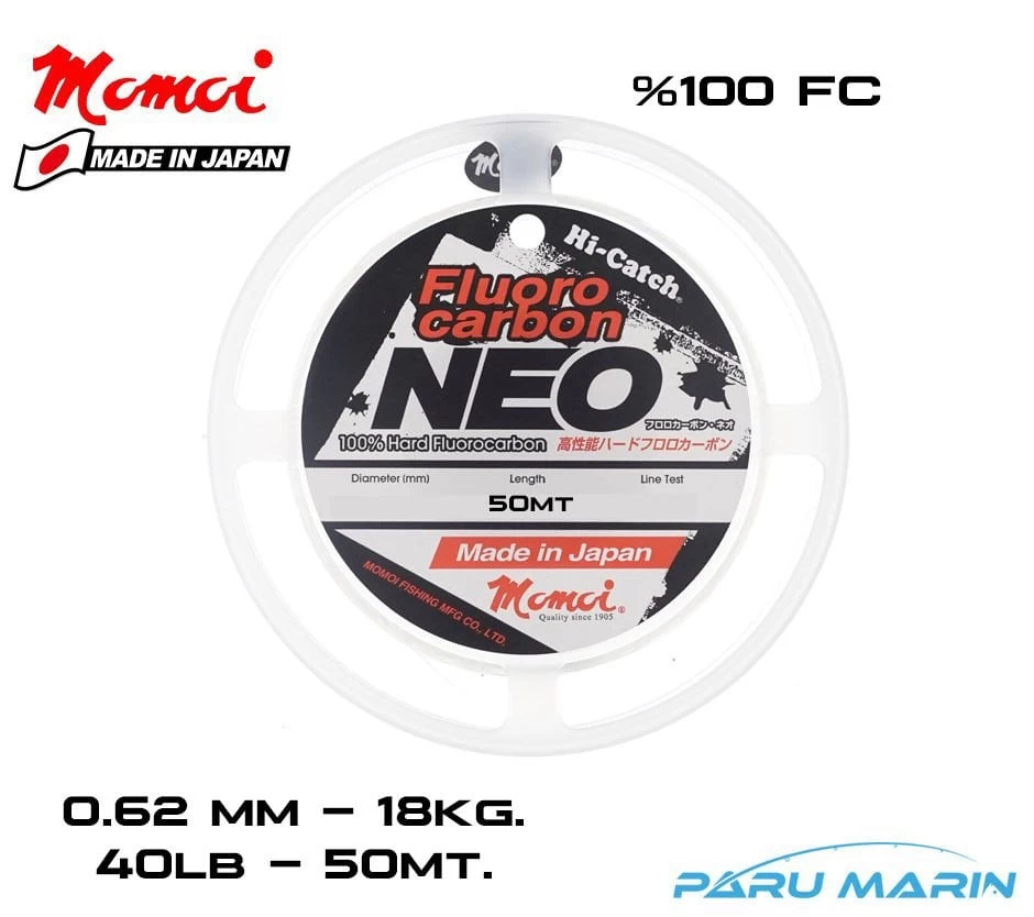 Momoi Hi-catch Neo %100 Fc Shock Leader 0.62mm-18kg. 50mt.