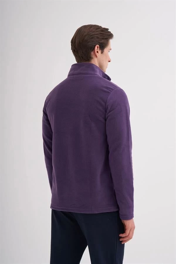 Cazador Yarım Fermuar Erkek Polar - Mor S Beden