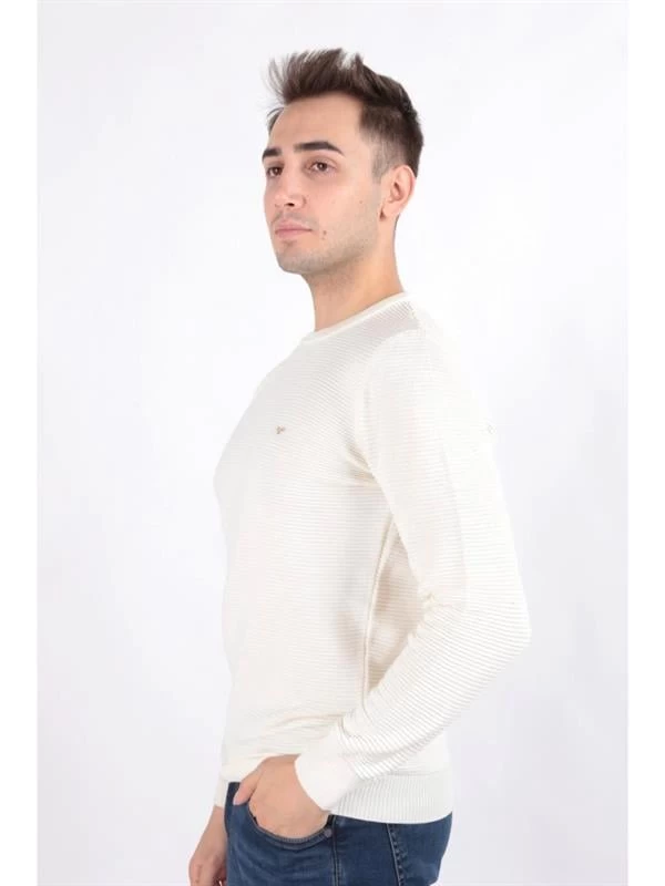 Cazador Erkek Bisiklet Yaka Kazak - Ekru M Beden